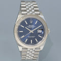 MINT 2022 Rolex DateJust 41 Blue Blue Stick Jubilee Fluted 126334 Watch Box