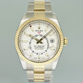 2022 MINT Rolex Sky-Dweller 326933 Two Tone Gold Steel White 42mm Oyster Watch Box