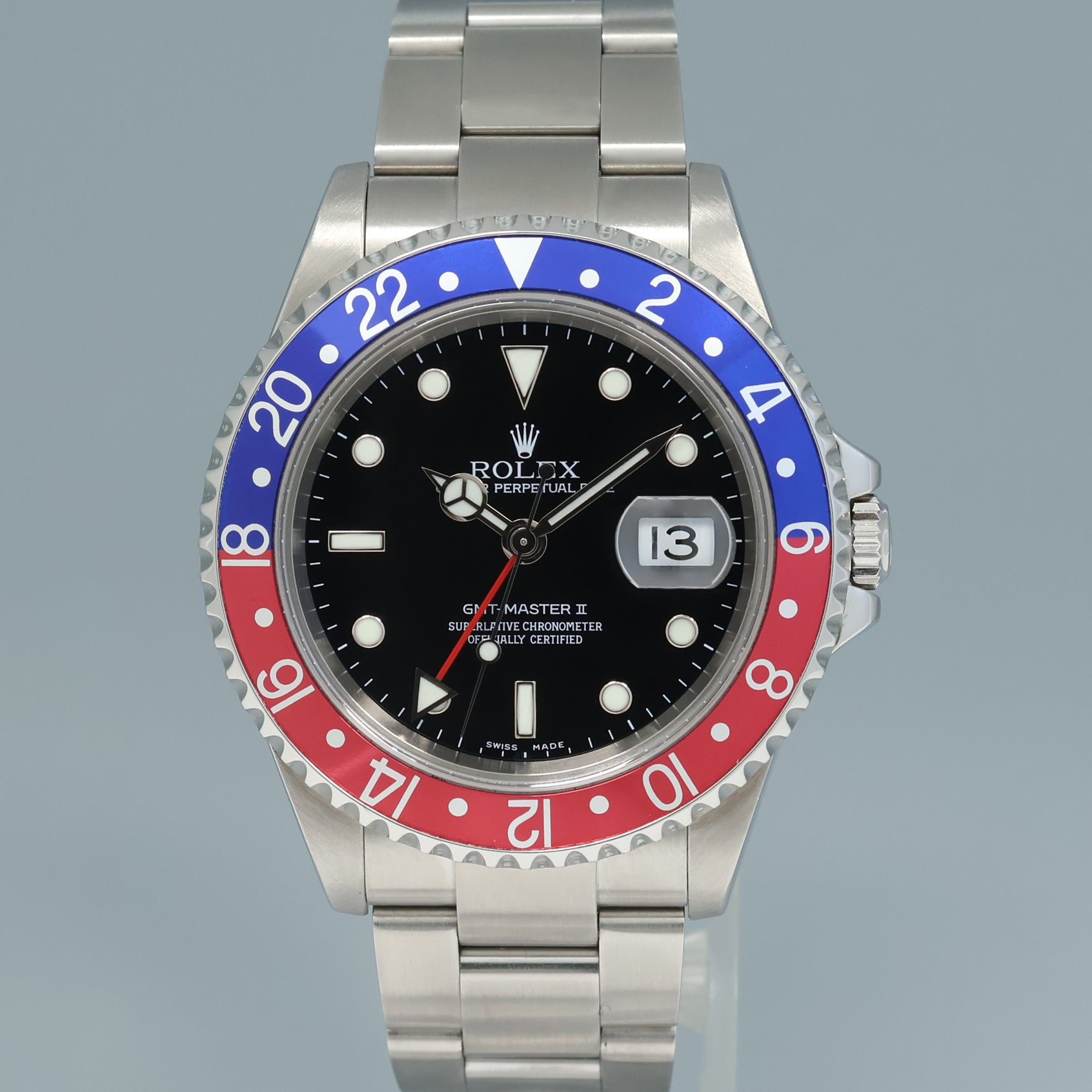 2007 MINT Rolex GMT-Master 2 Pepsi 40mm Steel 16710 NO HOLES Black Watch Box