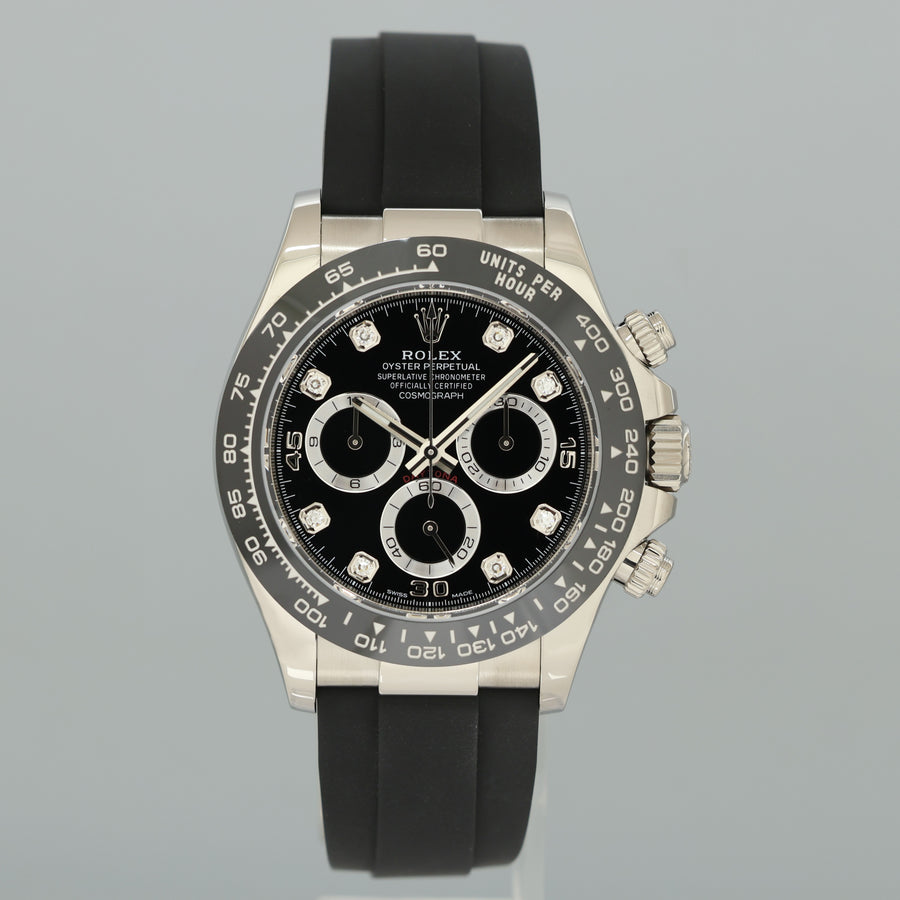 2022 NEW PAPERS Rolex Daytona Oysterflex 116519LN White Gold Ceramic Diamond Watch