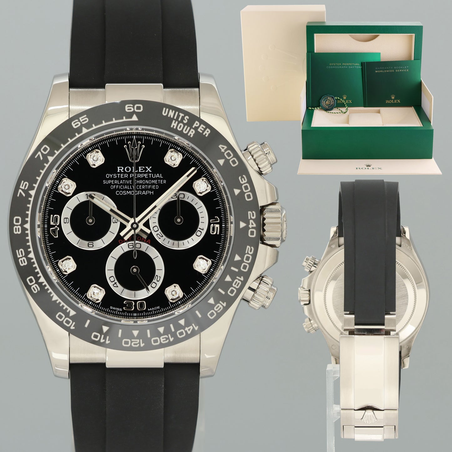 2023 MINT Rolex 116519LN Daytona Oysterflex White Gold Ceramic Black Diamond Watch