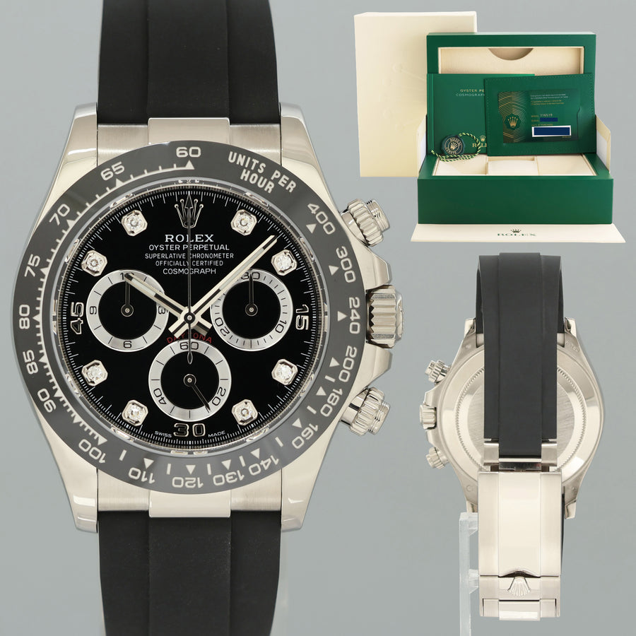 2020 NEW PAPERS Rolex Daytona Oysterflex 116519LN White Gold Ceramic Diamond Watch