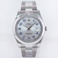 2014 PAPERS MINT Rolex DateJust II 116300 Silver Blue Arabic Dial Stainless Steel 41mm Watch