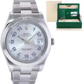 2014 PAPERS MINT Rolex DateJust II 116300 Silver Blue Arabic Dial Stainless Steel 41mm Watch