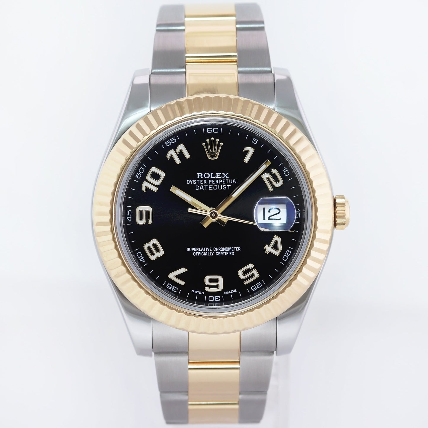 2014 MINT Rolex Datejust II 2 Black Arabic 116333 Two-Tone Yellow Gold Watch Box
