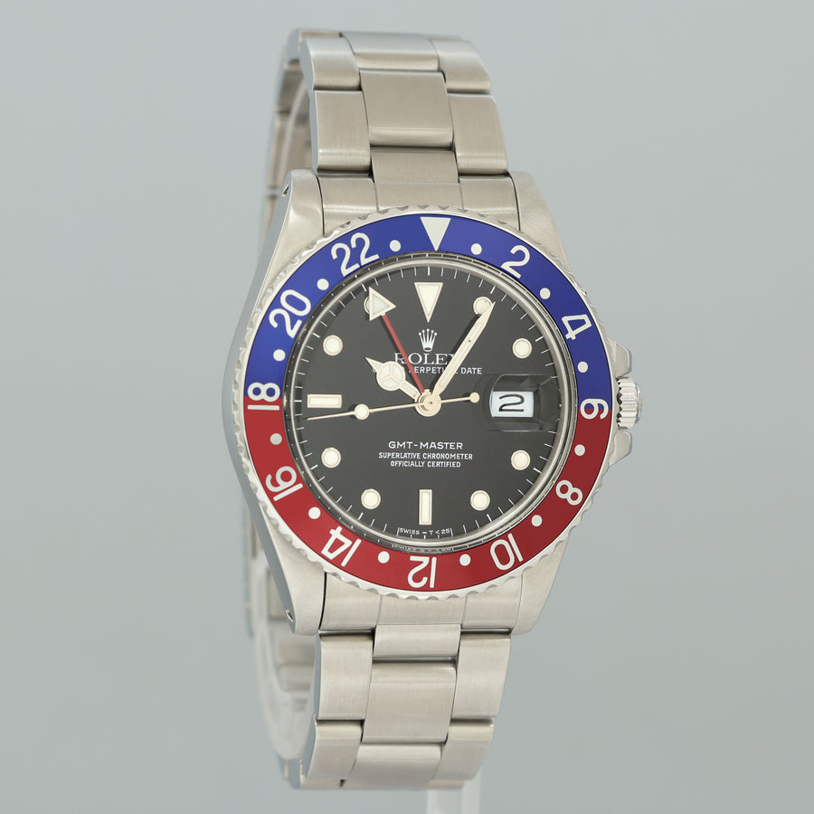 1988 MINT Rolex GMT-Master Pepsi Blue Red 40mm Steel 16750 Watch Box