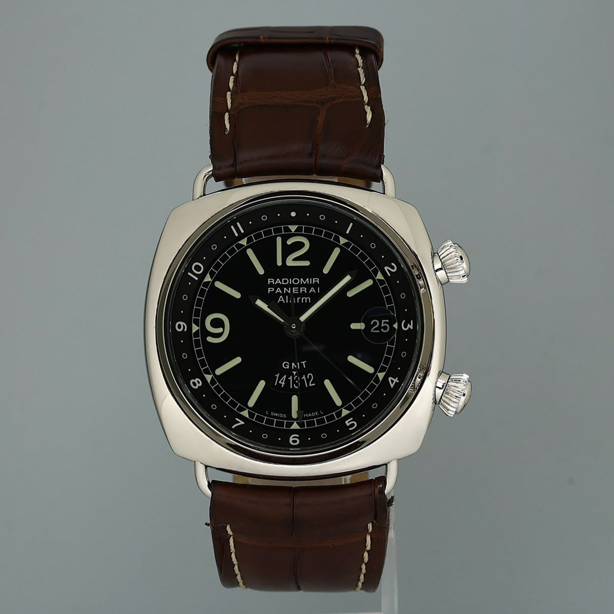 PAPERS Panerai Radiomir GMT PAM00098 Stainless Steel Black Dial Alarm 42mm Watch Box