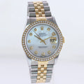 DIAMOND BEZEL Rolex DateJust 16233 Two-Tone  Yellow Gold MOP Jubilee Watch Box