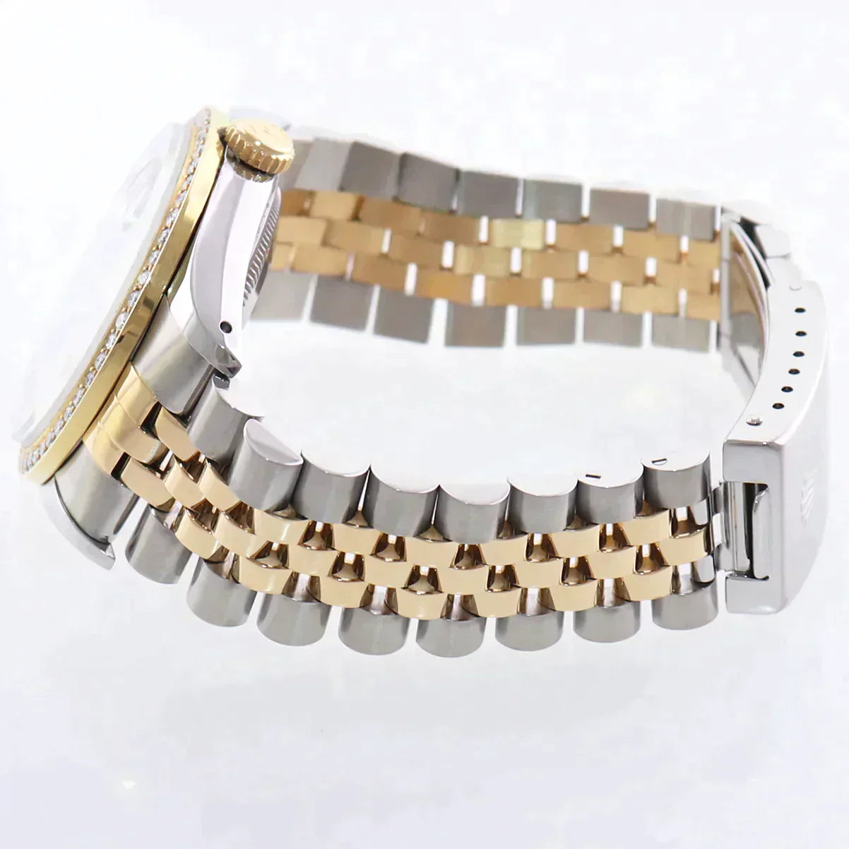 DIAMOND BEZEL Rolex DateJust 16233 Two-Tone  Yellow Gold MOP Jubilee Watch Box
