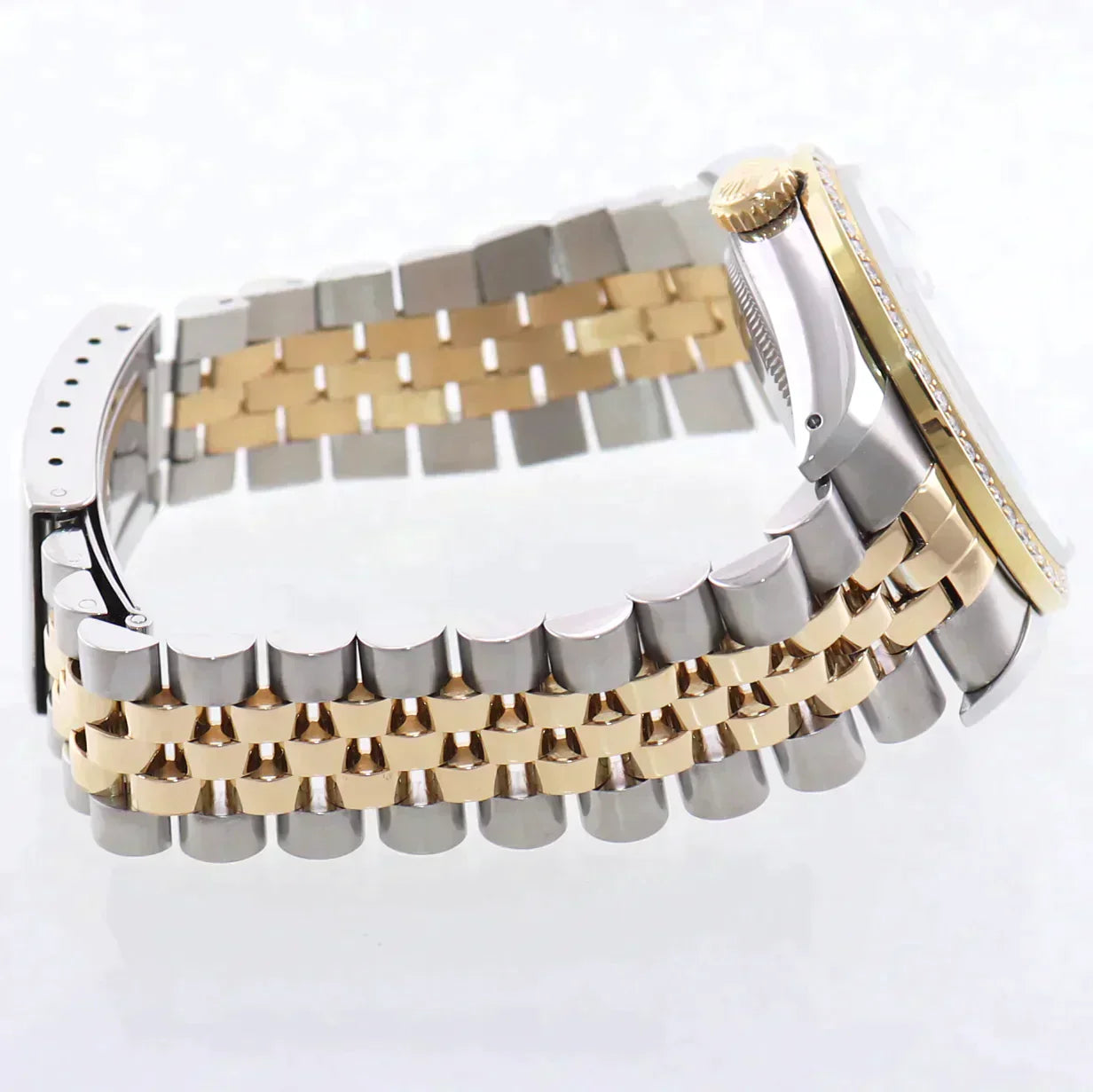 DIAMOND BEZEL Rolex DateJust 16233 Two-Tone  Yellow Gold MOP Jubilee Watch Box