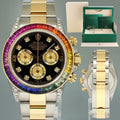 MINT Rolex Daytona 116503 Rainbow Diamond Yellow Gold Steel Sapphire 40mm Watch