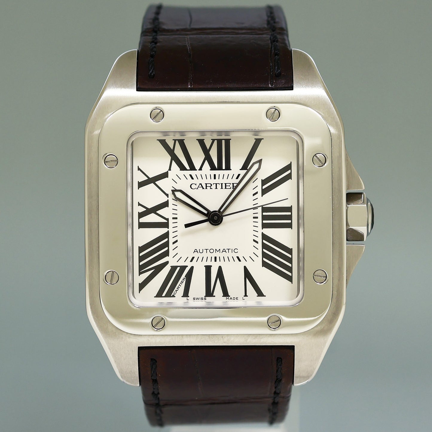 Cartier Santos 100 XL Automatic Steel 2656 Roman Dial Watch Box