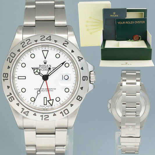 2004 MINT Rolex Explorer II White 16570 40mm No Holes Polar GMT Watch Box