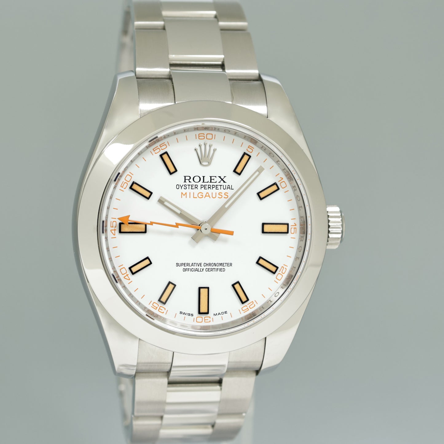 PAPERS MINT Rolex Milgauss 116400 Orange White 40mm Steel Anti-Magnetic Watch Box