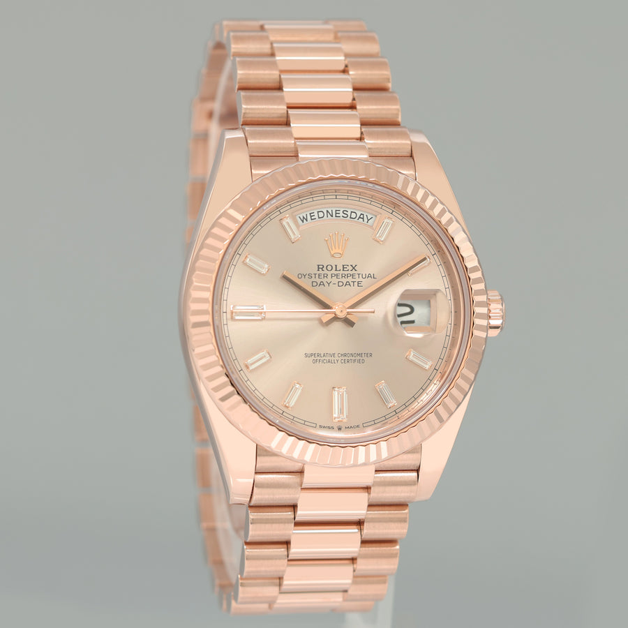 PAPERS MINT 2020 Rolex President 40mm Rose Gold Sundust Diamond 228235 Watch Box