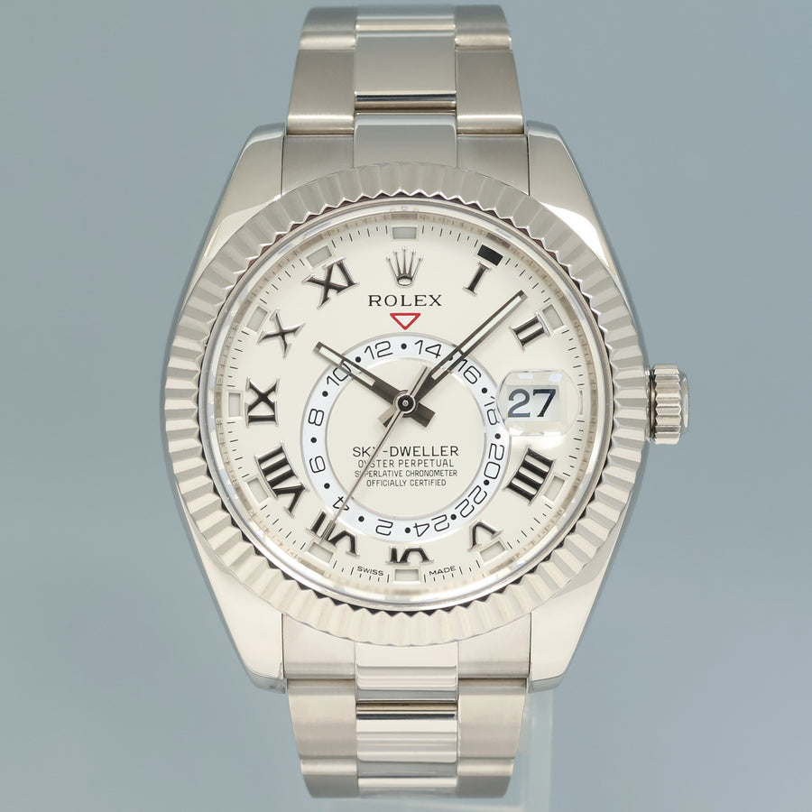 MINT Rolex Sky-Dweller White Gold Bracelet 42mm White Dial 326939 Watch Box