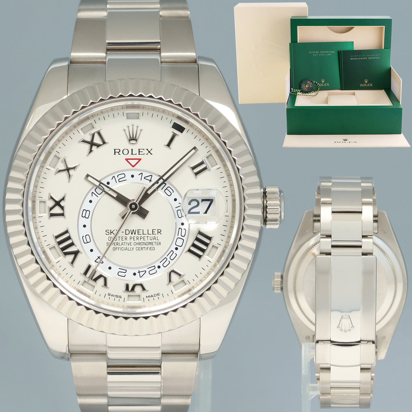 MINT Rolex Sky-Dweller White Gold Bracelet 42mm White Dial 326939 Watch Box