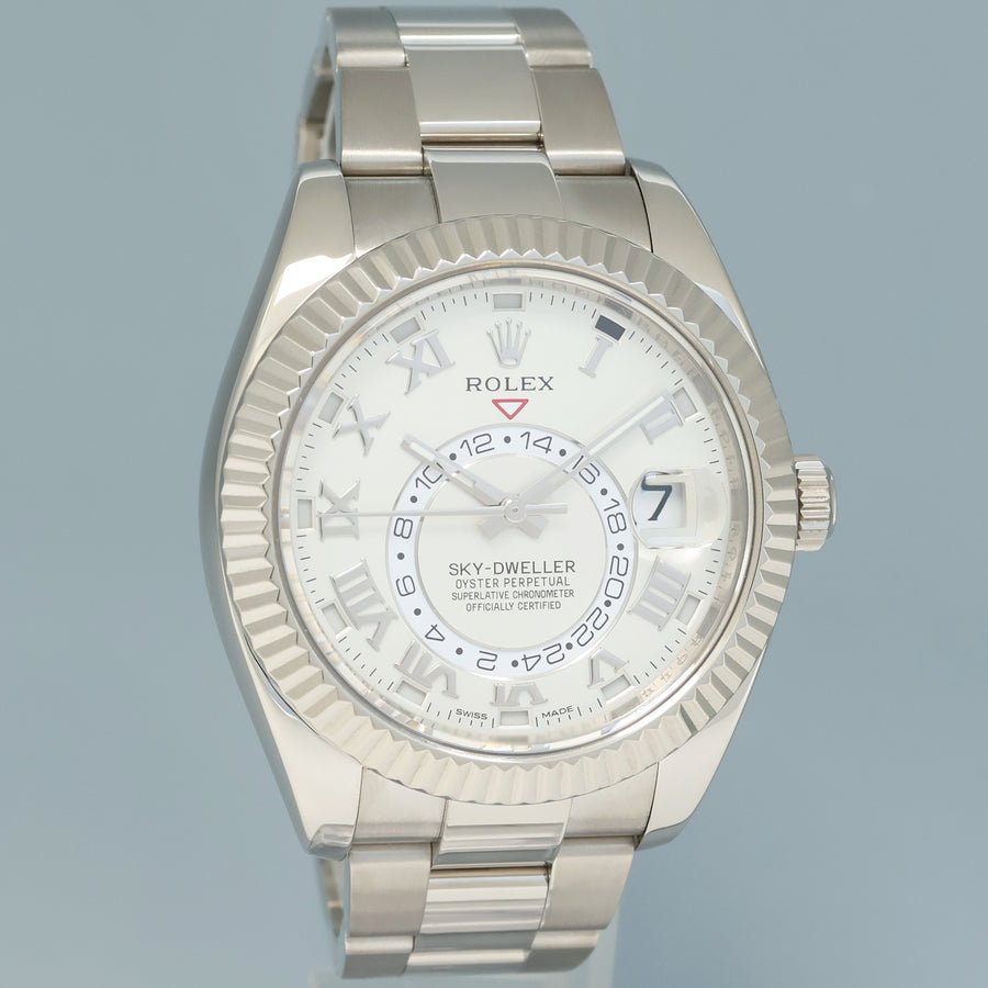 MINT Rolex Sky-Dweller White Gold Bracelet 42mm White Dial 326939 Watch Box