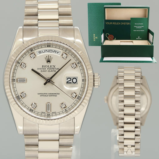 2004 MINT Rolex President Day Date Diamond 118239 White Gold President Watch Box