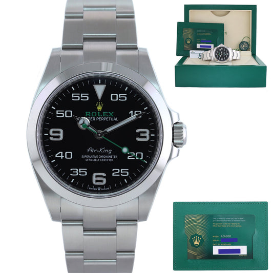 2023 NEW PAPERS Rolex Air-King 126900 Green Arabic 40mm Steel Oyster Watch Box