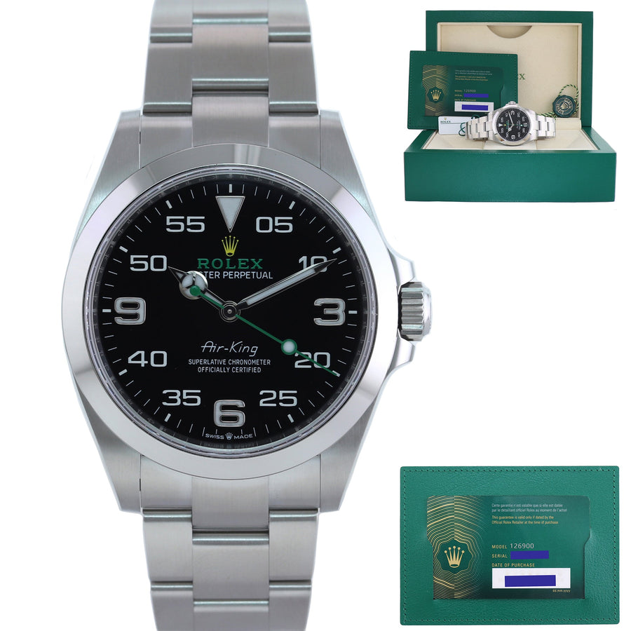 2023 NEW PAPERS Rolex Air-King 126900 Green Arabic 40mm Steel Oyster Watch Box