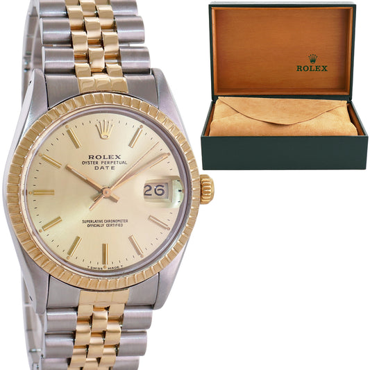 MINT Rolex Oyster Perpetual Date Two Tone Steel Gold Champagne Jubilee Watch 15053