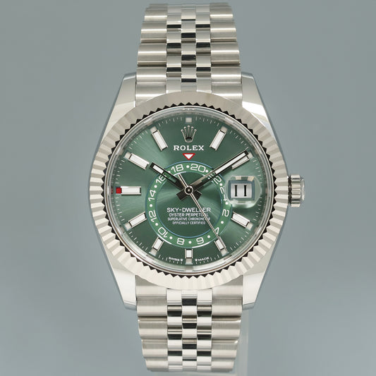 2025 NEW Rolex Sky-Dweller Steel Green Jubilee 42mm 336934 Watch Box
