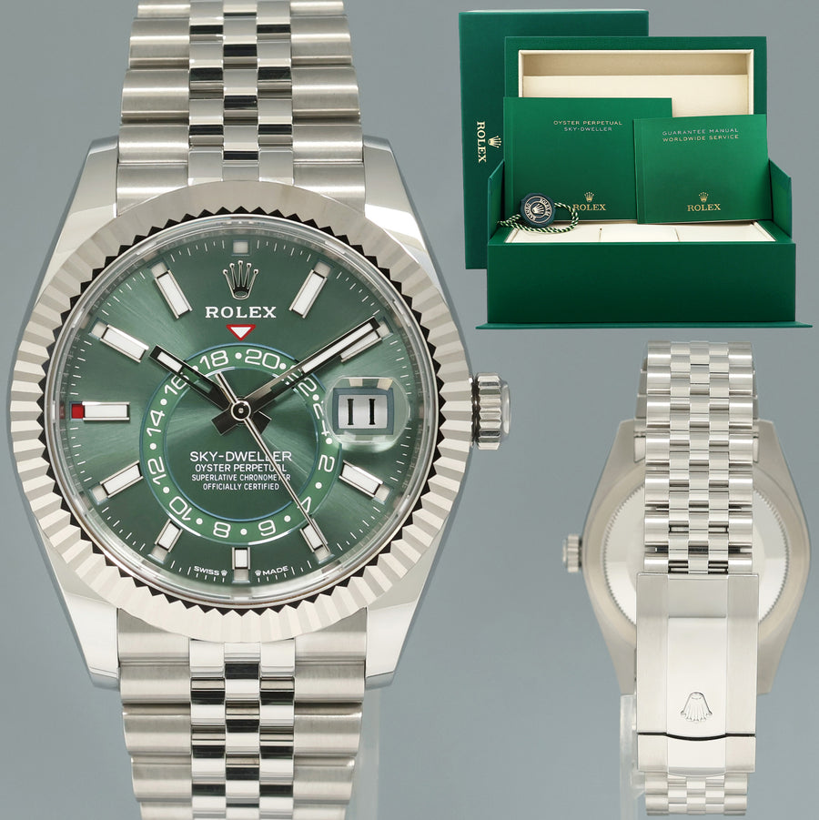 2025 NEW Rolex 336934 Sky-Dweller Steel Green Jubilee 42mm Watch Box