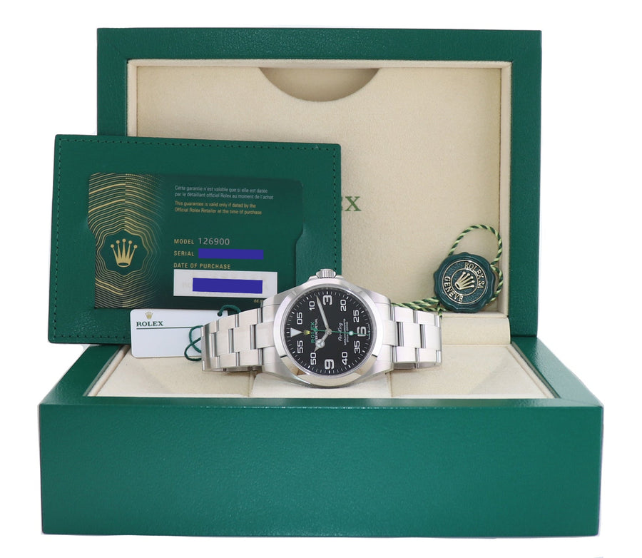 2023 NEW PAPERS Rolex Air-King 126900 Green Arabic 40mm Steel Oyster Watch Box