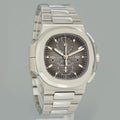 MINT PAPERS Patek Philippe Nautilus 5990/1A-001 Grey Dial 40.5mm Travel Time Chronograph Stainless Steel Watch Box