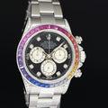 MINT Rolex Daytona 116520 Black Rainbow Diamond Steel 40mm Watch Box