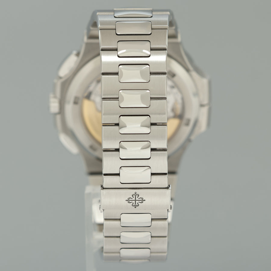 MINT PAPERS Patek Philippe Nautilus 5990/1A-001 Grey Dial 40.5mm Travel Time Chronograph Stainless Steel Watch Box