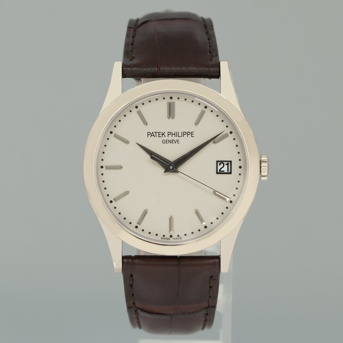 2010 PAPERS MINT Patek Philippe 5296G 38mm White Gold Calatrava Leather Watch