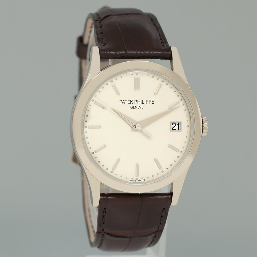 2010 PAPERS MINT Patek Philippe 5296G 38mm White Gold Calatrava Leather Watch