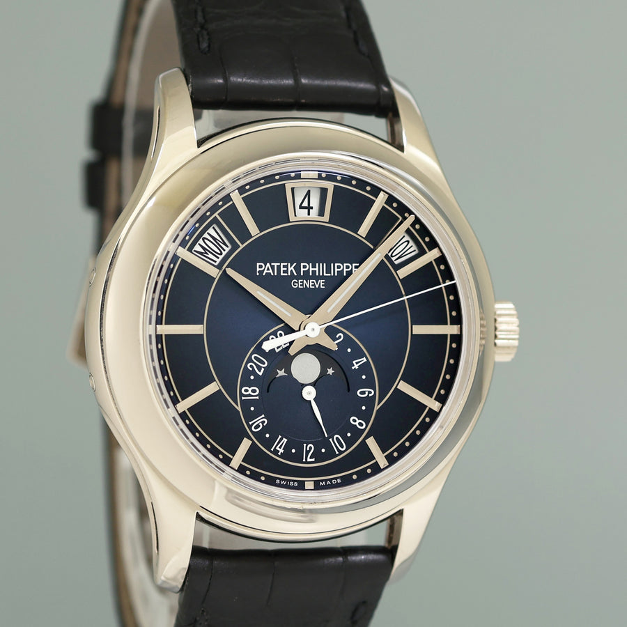 2025 Patek Service PAPERS Patek Philippe 5205G White Gold Annual Calendar Blue Watch