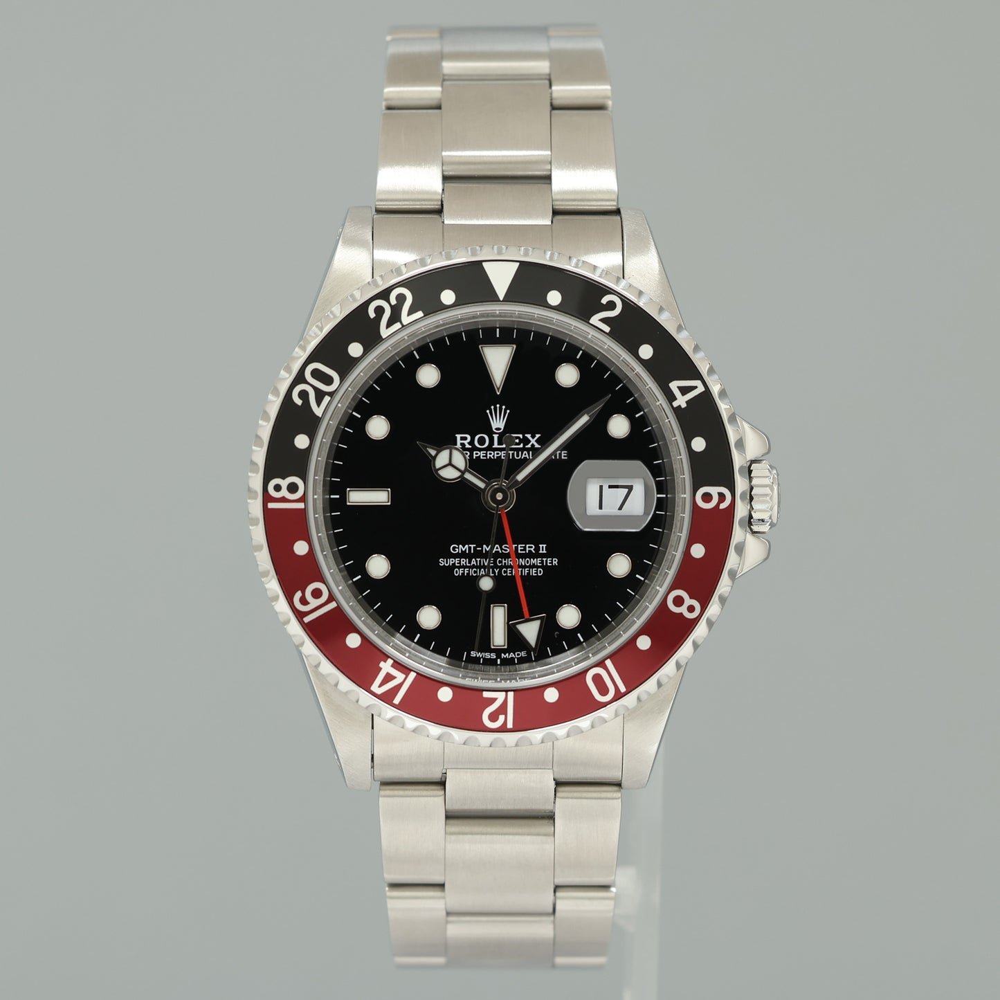 1996 MINT COKE Rolex GMT-Master II Red Black Steel 16710 40mm Watch Box