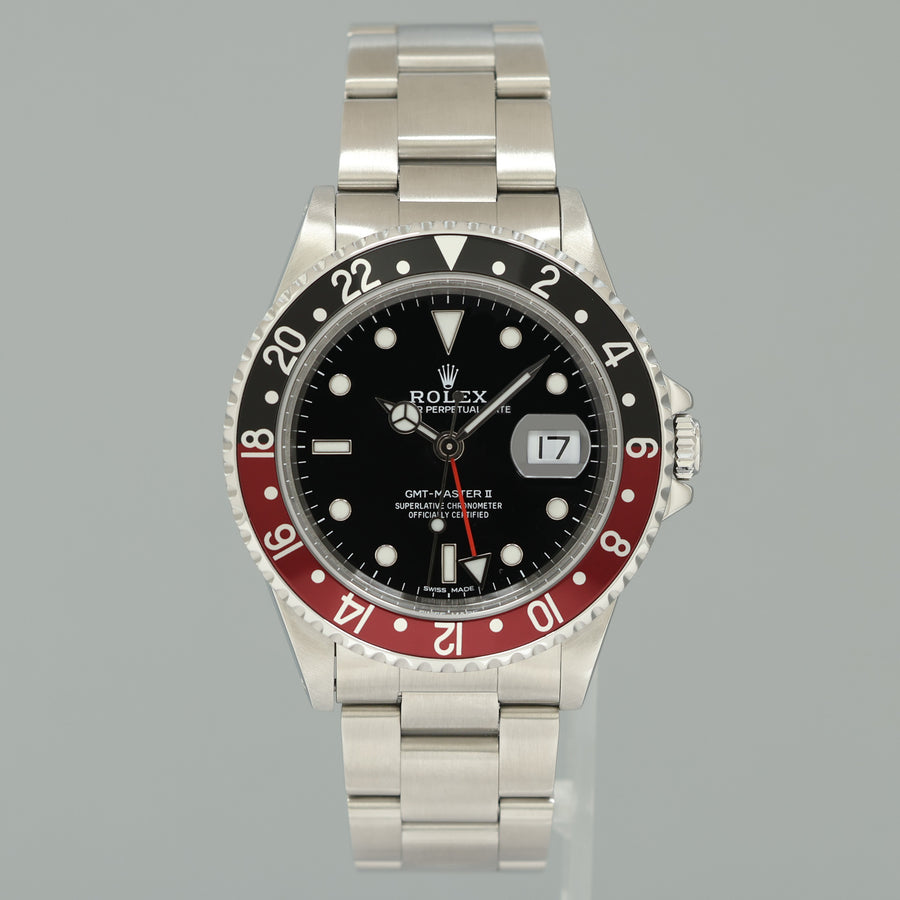 1996 MINT COKE Rolex GMT-Master II Red Black Steel 16710 40mm Watch Box