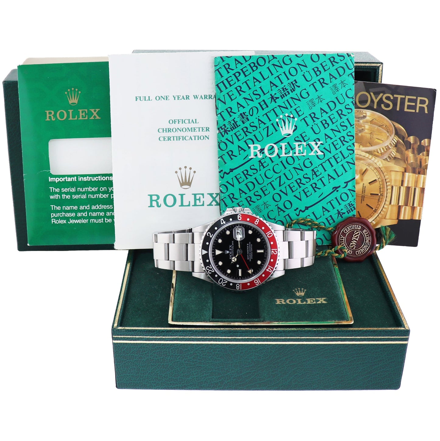 PAPERS FAT LADY Papers Rolex GMT-Master II 2 Coke Red Steel 16760 40mm Watch Box