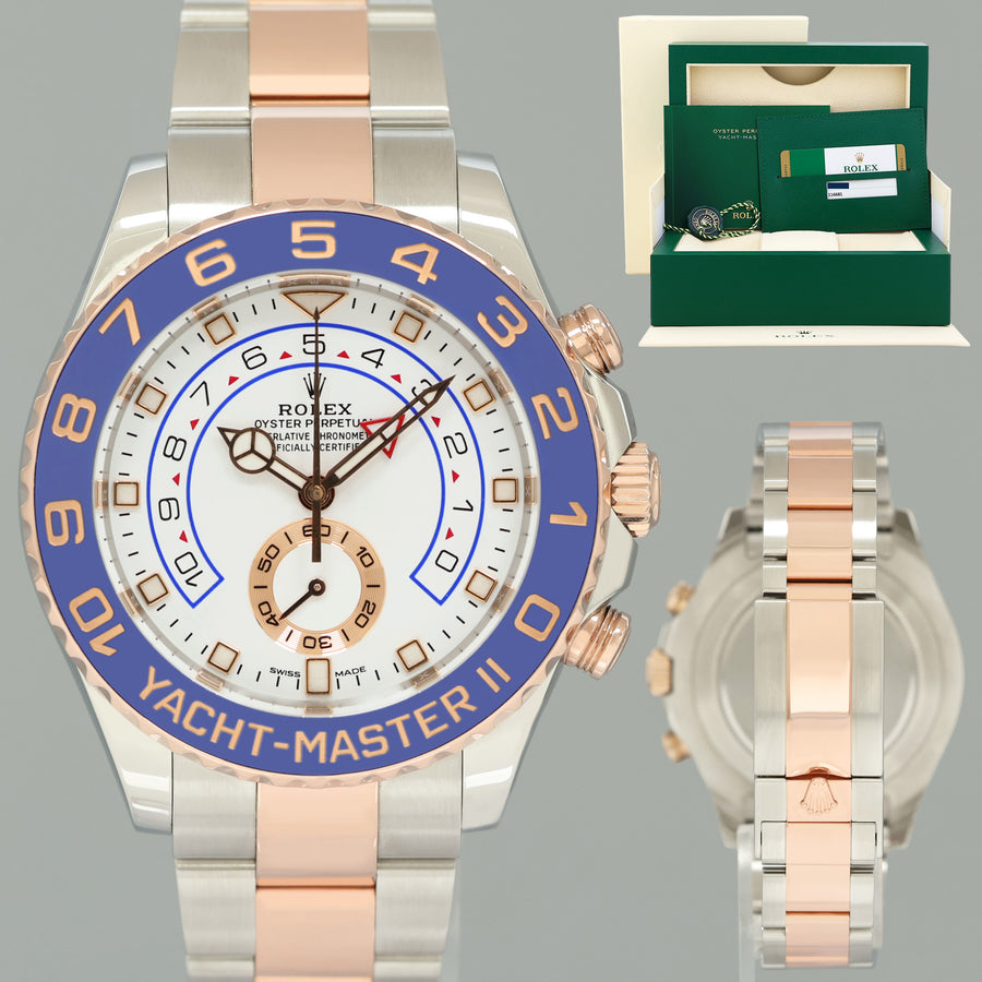 PAPERS MINT Rolex Yacht-Master II 116681 Steel Everose Gold Mercedes Hands Watch Box