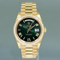 2025 NEW PAPERS Rolex Day Date 40 Yellow Gold Green Ombre Baguette 228398RBR Watch