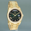 2025 NEW PAPERS Rolex Day Date 40 Yellow Gold Green Ombre Baguette 228398RBR Watch