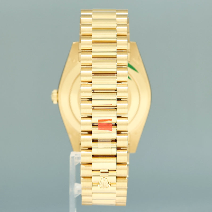 2025 NEW PAPERS Rolex Day Date 40 Yellow Gold Green Ombre Baguette 228398RBR Watch
