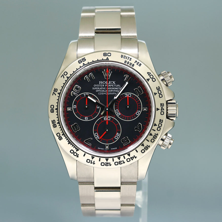 MINT Rolex Daytona Racing Dial Red Hands 116509 Cosmograph White Gold Watch Box