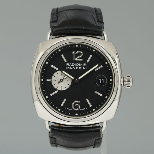 MINT Panerai Radiomir  Stainless Steel Black 42mm Leather PAM0014 Watch