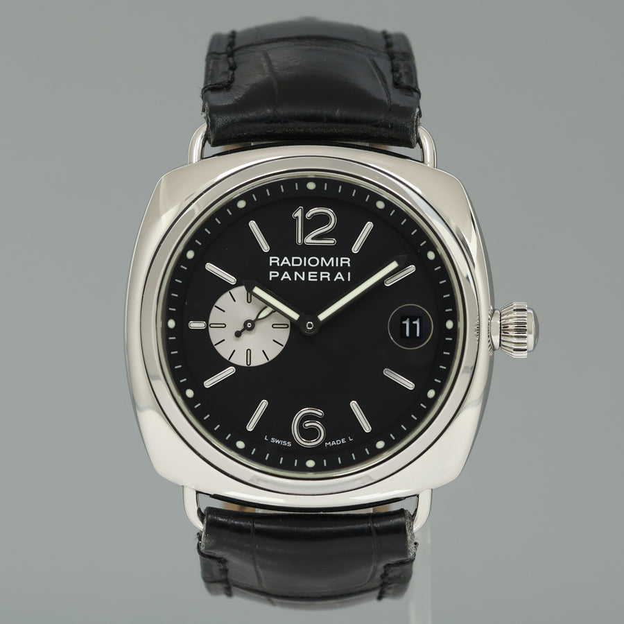 MINT Panerai Radiomir Stainless Steel Black 42mm Leather PAM0014 Watch