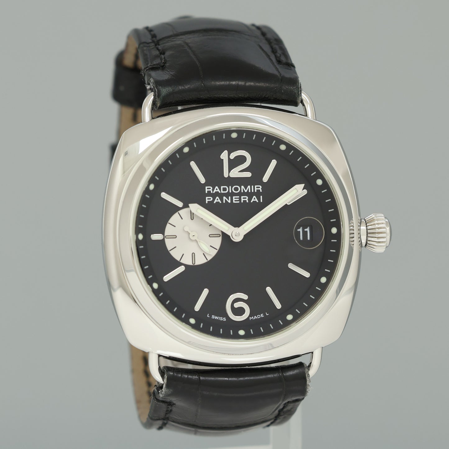 MINT Panerai Radiomir Stainless Steel Black 42mm Leather PAM0014 Watch