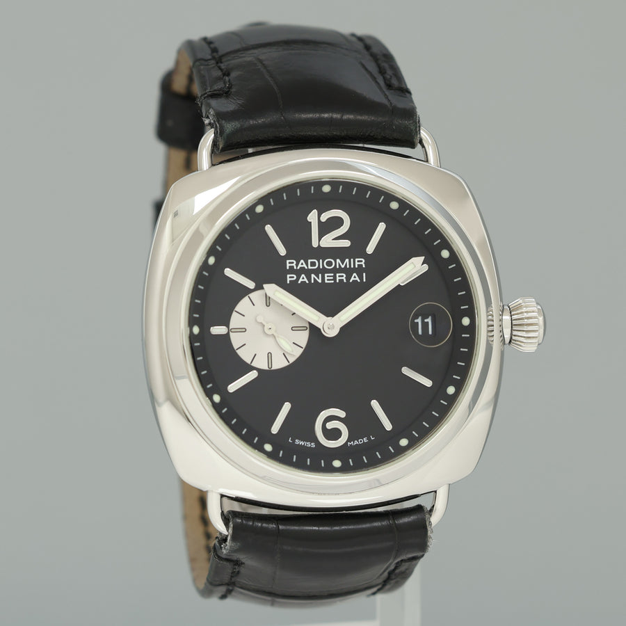 MINT Panerai Radiomir Stainless Steel Black 42mm Leather PAM0014 Watch