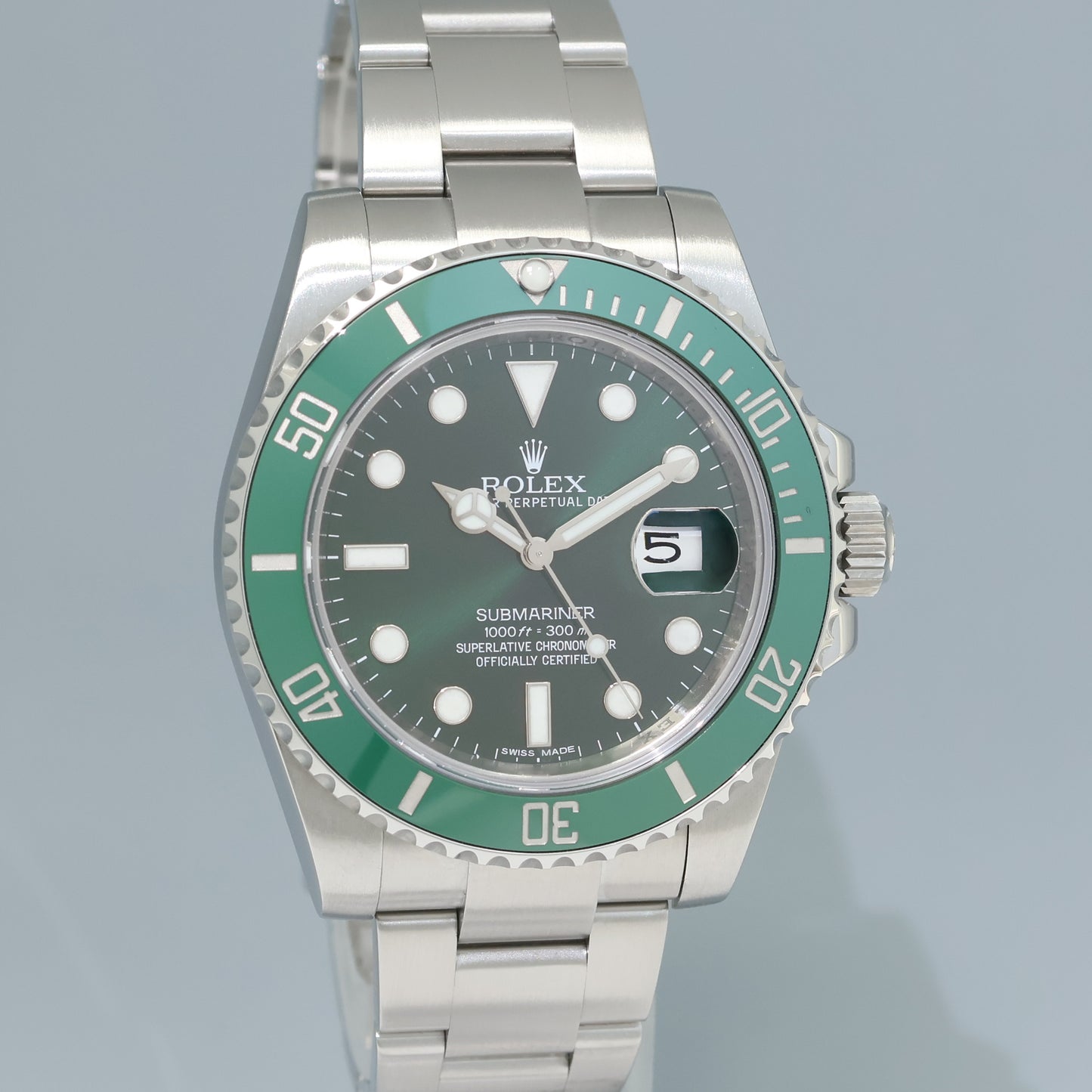 2024 RSC Papers Rolex 116610LV Submariner Hulk 40mm Green Ceramic Steel Watch Box
