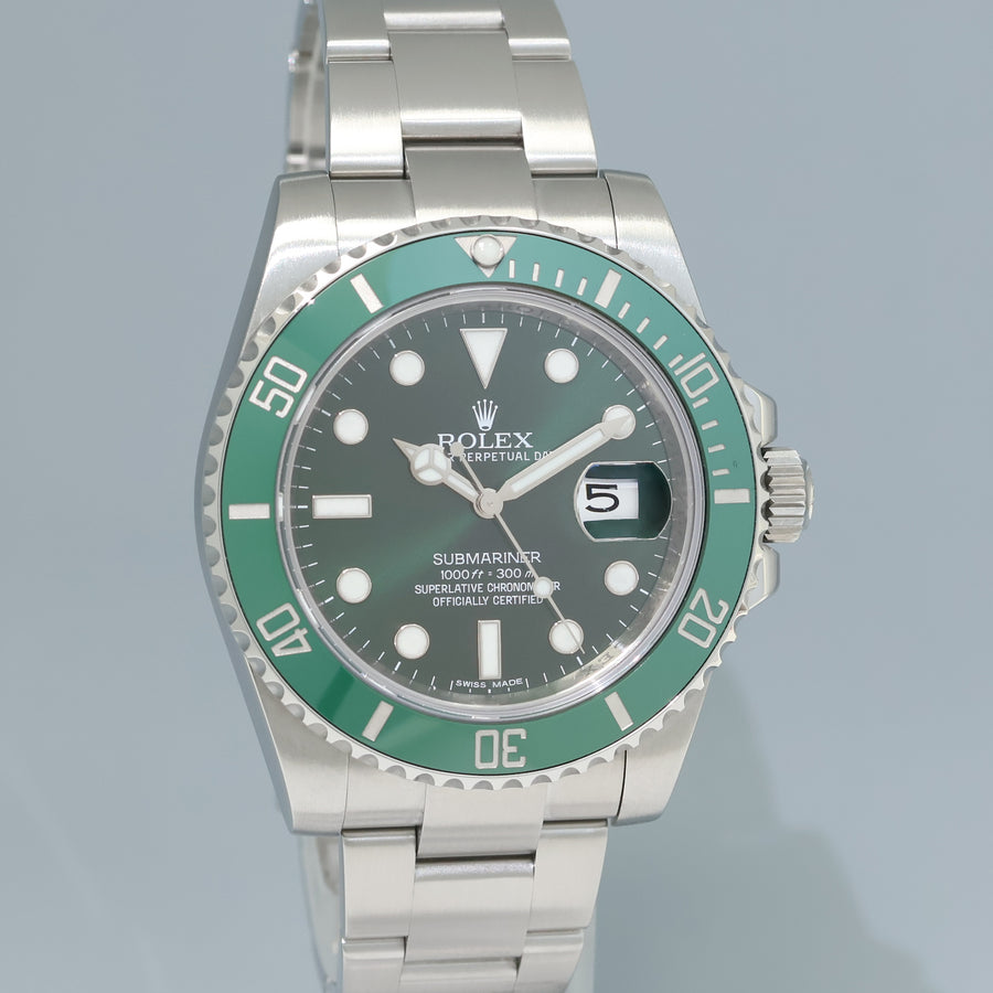 2024 RSC Papers Rolex 116610LV Submariner Hulk 40mm Green Ceramic Steel Watch Box