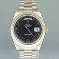 2015 MINT Rolex Day Date II 218239 White Gold 41mm President Black Roman Watch